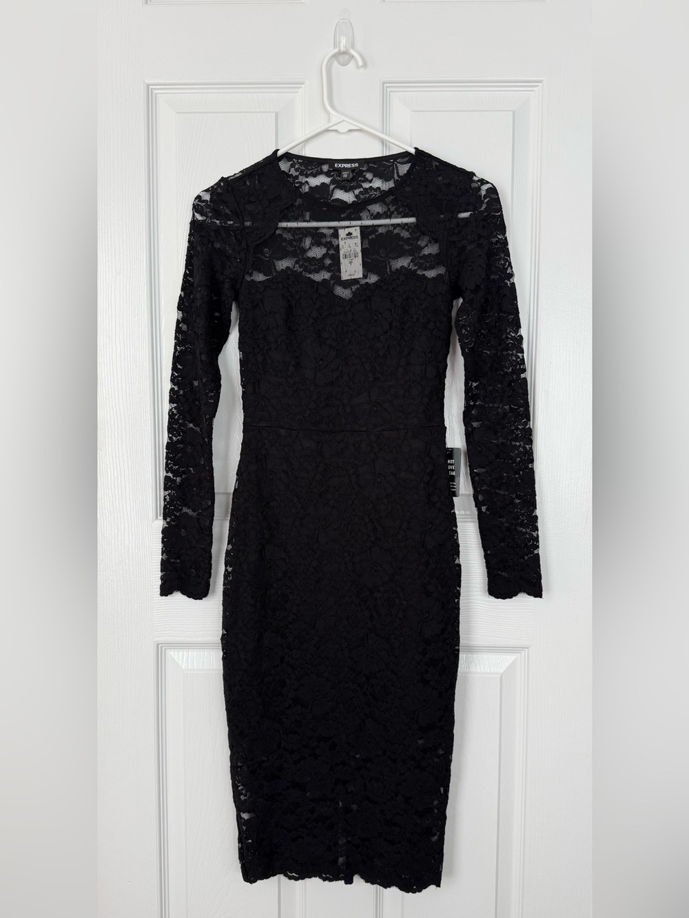 Express Black Lace Long-Sleeve Sheath Dress- Size XXS